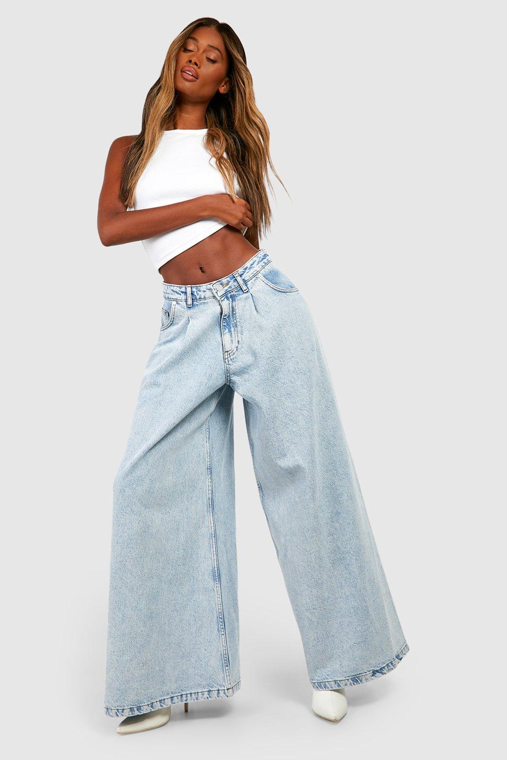 Boohoo wide leg jeans store